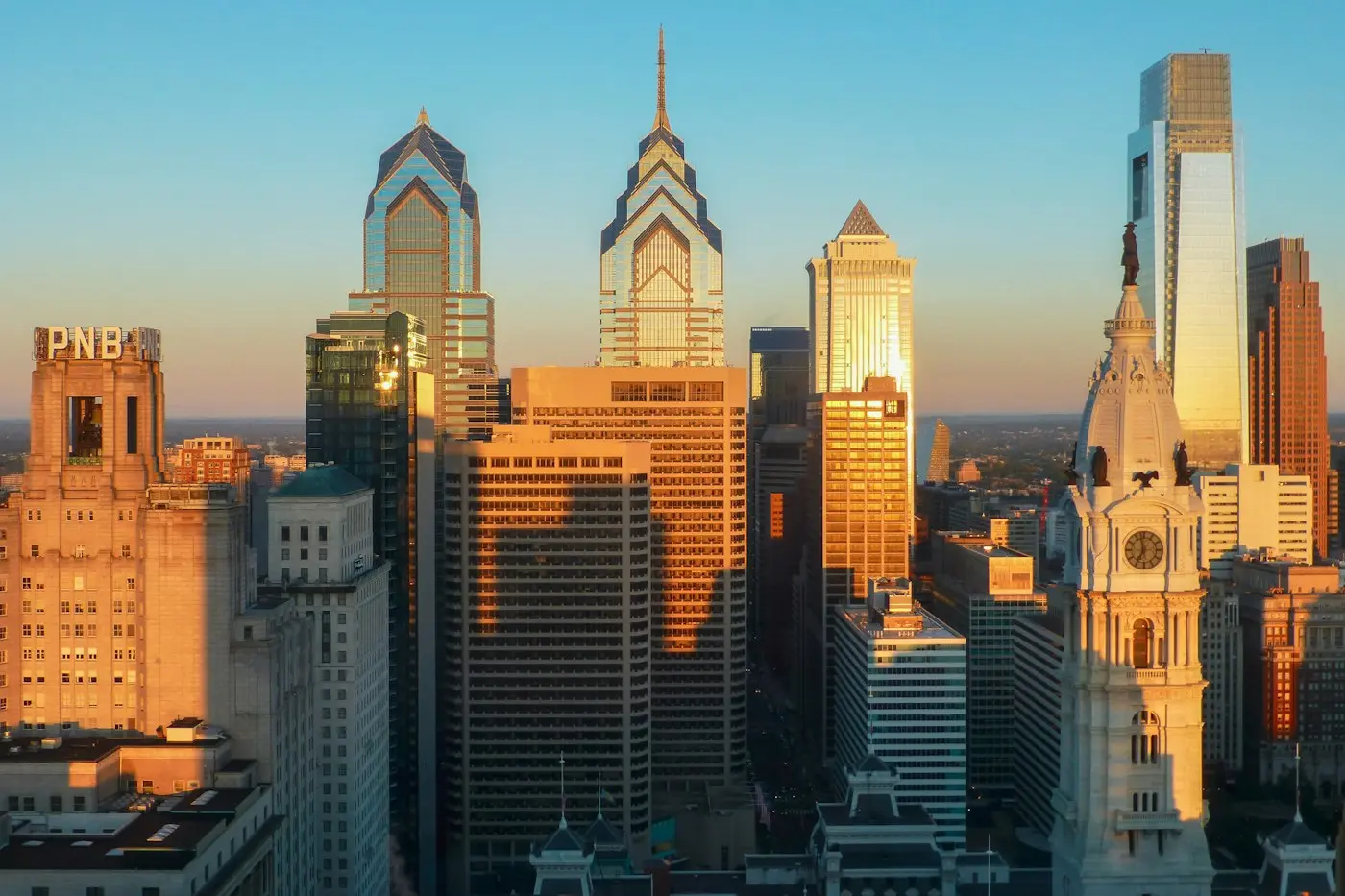 Philadelphia skyline at sunset